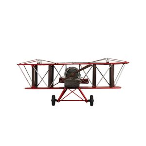 Miniatura Avião Vermelho De Hélice 17x40x45cm Tudo em Caixa