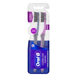 Escova Dental Macia Oral-B 3D White Pacote com 2 Unidades