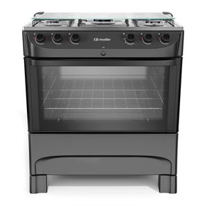 Fogão Mueller 5B Com Mesa De Inox Mfi5bb Preto Fosco