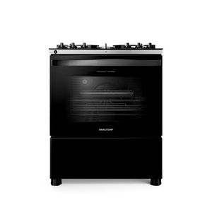 Fogão Brastemp 5 Bocas Preto Com Mesa De Vidro, Função Air Fryer e Turbo Chama - Bfs5lae 110V