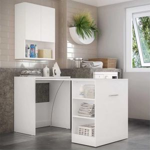 Armário Lavanderia 2 Portas Mesa Dobrável Multimóveis Branco