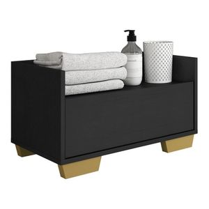 Gabinete Armário Banheiro 60 Cm com Pés Preto Natural