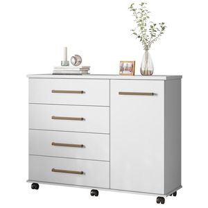 Cômoda Para Quarto 1 Porta 4 Gavetas Flora D02 Branco