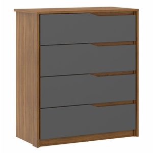 Cômoda Para Quarto 4 Gavetas Atria D02 Amedola/Grafito