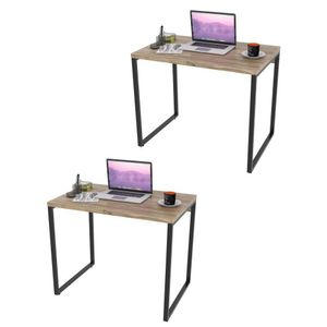 Kit 2 Mesas de Escritório Office 90cm Estilo Industrial Prisma C08 Carvalho - Mpozenato
