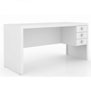 Mesa Com 03 Gavetas Para Home Office Branco
