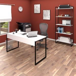 Mesa 150 E Estante Studio Industrial Branco