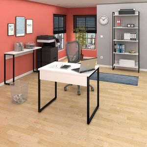 Mesa 90 Aparador E Estante Studio Industrial Branco