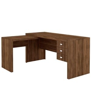 Mesa para Home Office com 03 Gavetas Nogal