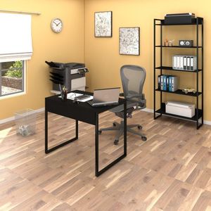 Mesa 90 E Estante Studio Industrial Preto
