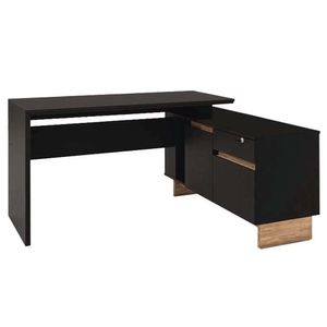 Mesa De Escritório Em L 154X120Cm Preto/Carvalho Claro