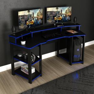 Mesa Gamer Multimóveis Cr25062 Preta/Azul