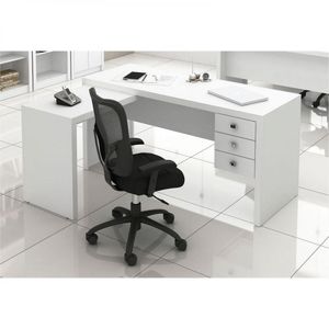 Mesa para Home Office com 03 Gavetas Branco  Tecno Mobili