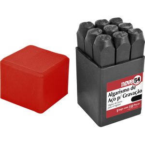 Algarismo de aço punção 10mm 0-9 para gravação - Nove54
