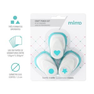 Kit de Furadores - Círculo - Coração - Estrela - Mimo - 3 Unids