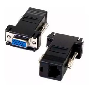 Adaptador Conector VGA Fêmea para RJ45  Extensão de Sinal