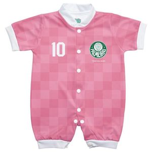 Macacão Bebê Palmeiras Curto Rosa - Torcida Baby