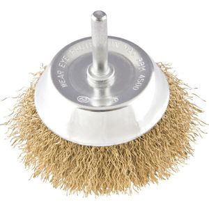 Escova Copo Ondulada 2  Haste 1/4  Aço Carbono Latonado 4500