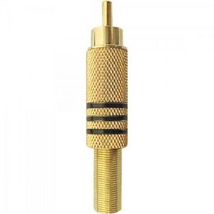 Plug RCA Macho 6/7mm Com Mola 3FXA Tarja Preta Genérico Storm 10 unidades