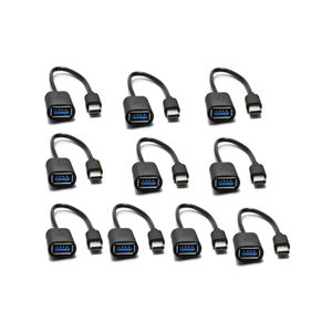 Kit c/ 10 Cabo Otg USB Tipo C p/ celular Type C macho p/ USB Fêmea