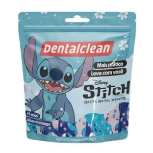 FIO DENTAL FLOSSER INFANTIL STITCH MORANGO 50U - DENTALCLEAN