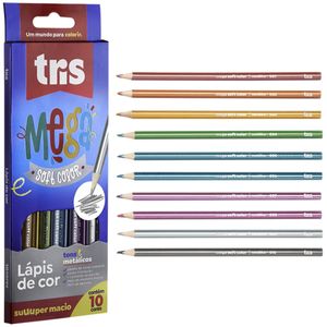LÁPIS DE COR MEGA SOFT COLOR TONS METÁLICOS 10 CORES - TRIS
