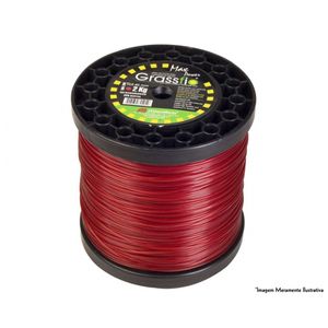 Fio Nylon Cortador Grama Quadrado 2,6Mm 2Kg Vermelho