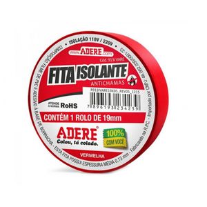 Fita Isolante Adere Colorida 19Mmx05M Vermelha c/6pçs