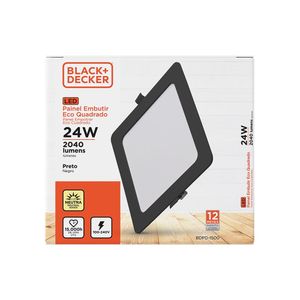 Painel Led Eco Quadrado Preto 100-240V  24W 4000K Black+Decker