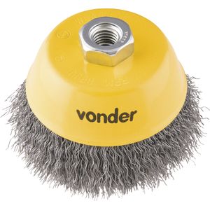 Escova Copo Ondulada 4  Rosca M14 Aço Carbono Polido 8500rpm