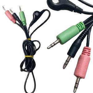 Cabo duplo P2 x P2 com microfone embutido para Headset