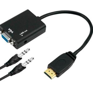 Adaptador conversor HDMI para VGA Fêmea com entrada P2
