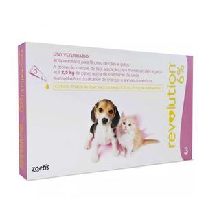 Antipulgas Revolution Zoetis 6% 0.25ml Cães até 2,5kg 3 Pipetas