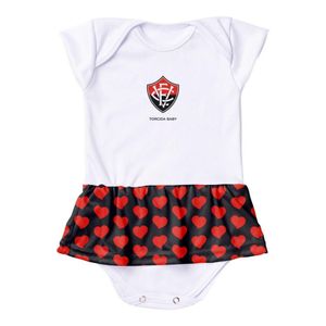 Body Vestido Vitória Corações Torcida Baby