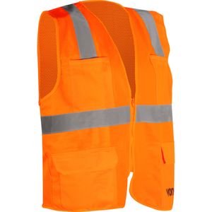 Colete Refletivo Bolso Laranja Ziper Cv109 - Vonder