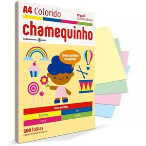 Papel Chamequinho Colorido Sortido A4 75G 100F 210X297mm