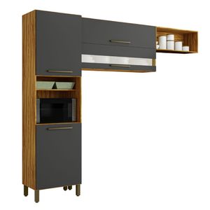 Cozinha 4 Portas Carmenere Rio Doce Amêndoa/Chumbo