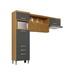 Cozinha Nesher Princesa 5 Portas e 2 Gavetas 100% MDF Freijó e Grafite