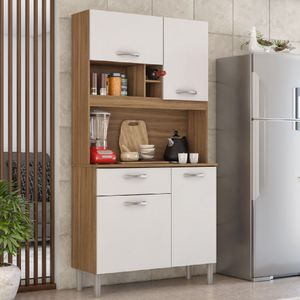 Cozinha Malta 4 Portas 1 Gaveta Demobile Amêndola Touch/Branco