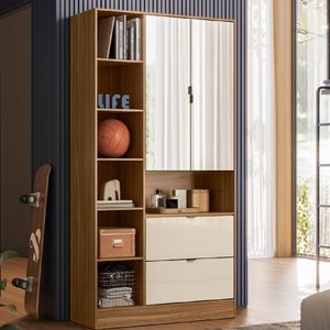 Armário Multiuso Joy 2 Portas 2 Gavetas Demobile Amêndola Touch/Off-White