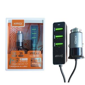 Carregador Veicular Kaidi Hub com 4 USB Super Turbo  35W