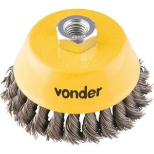 Escova copo torcida 3" rosca m14 aço carbono polido 12500rpm