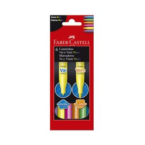 Canetinha Vai e Vem Neon 6 Cores Faber-Castell