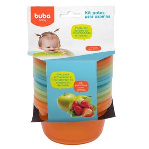 Conjunto De Potinhos Para Papinha 6 Unidades Cores Sortidas Buba 6758