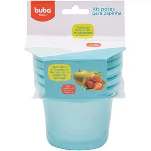 Kit 3 Potinhos 150Ml Para Papinhas Azul Buba 6759