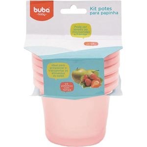 Kit 3 Potinhos Para Papinhas Rosa Buba 6759