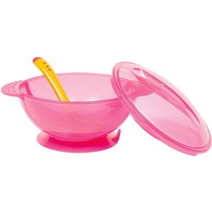 Kit Prato Bowl Com Tampa E Colher Rosa Buba 5230