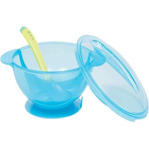 Kit Prato Bowl Com Tampa E Colher Azul Buba 5230