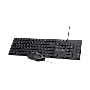 KIT TECLADO E MOUSE FORTREK C13 COM FIO PRETO MEMBRANA ABNT2