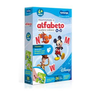 Quebra Cabeça Montando Alfabeto Disney 26 Peças Toyster 3166